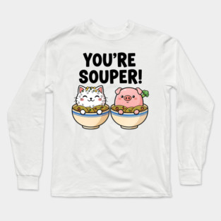 You’re Souper Kawaii Soup Cat and Pig Long Sleeve T-Shirt