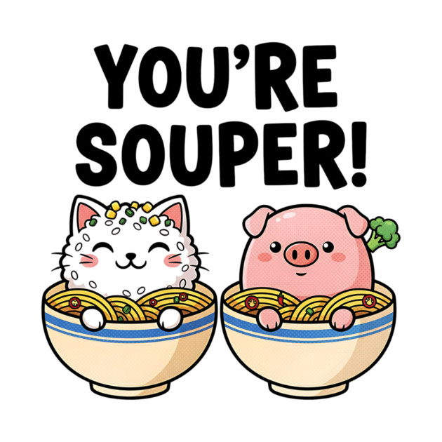 You’re Souper Kawaii Soup Cat and Pig by Designed By Marty