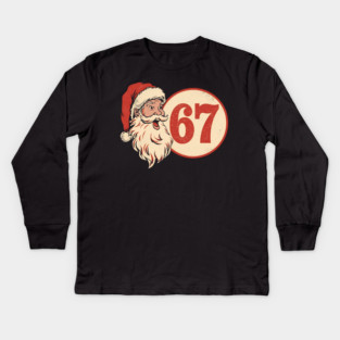 Grunge Santa 67 Speech Bubble Retro Christmas Kids Long Sleeve T-Shirt