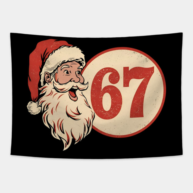 Grunge Santa 67 Speech Bubble Retro Christmas Tapestry by Ink Lines