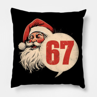 Santa Claus 67 Circle Badge Vintage Christmas Pillow
