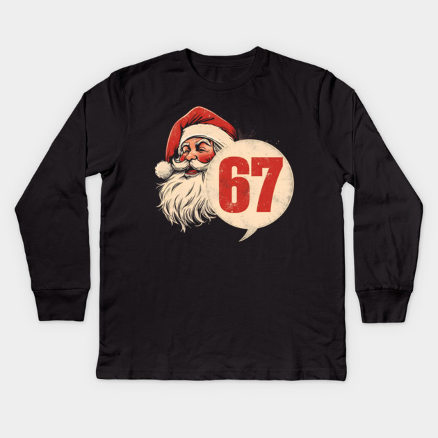 Santa Claus 67 Circle Badge Vintage Christmas Kids Long Sleeve T-Shirt by Ink Lines
