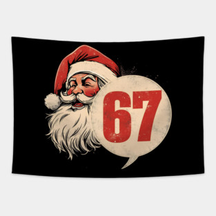 Santa Claus 67 Circle Badge Vintage Christmas Tapestry