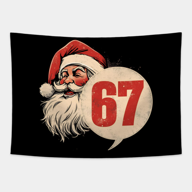 Santa Claus 67 Circle Badge Vintage Christmas Tapestry by Ink Lines