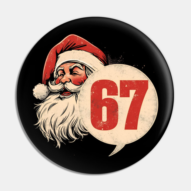 Santa Claus 67 Circle Badge Vintage Christmas Pin by Ink Lines