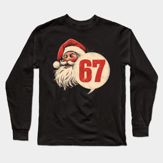 Santa Claus 67 Circle Badge Vintage Christmas Long Sleeve T-Shirt by Ink Lines