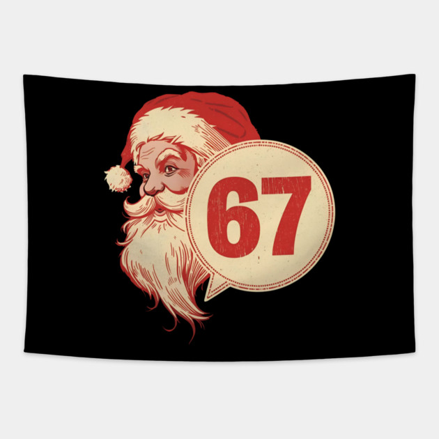 Retro Side Santa 67 Christmas Tapestry by Ink Lines
