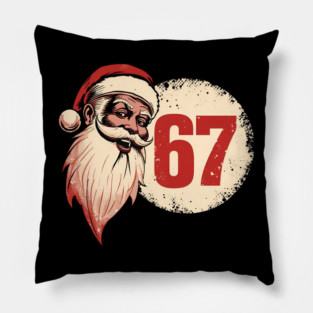 Vintage Santa Claus 67 Christmas Number Pillow