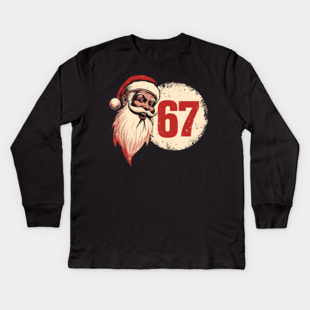 Vintage Santa Claus 67 Christmas Number Kids Long Sleeve T-Shirt by Ink Lines