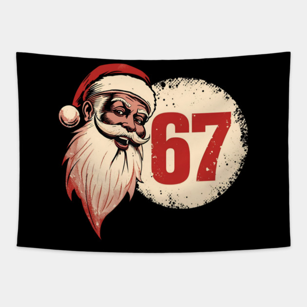 Vintage Santa Claus 67 Christmas Number Tapestry by Ink Lines