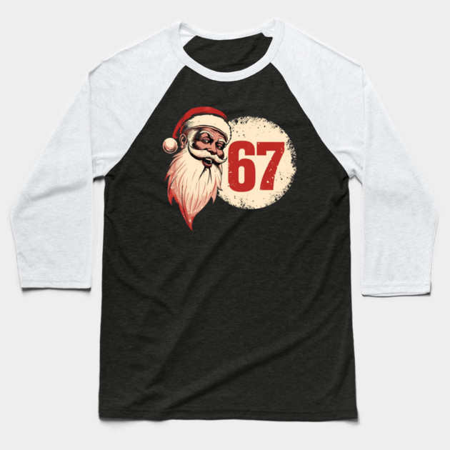 Vintage Santa Claus 67 Christmas Number Baseball T-Shirt by Ink Lines