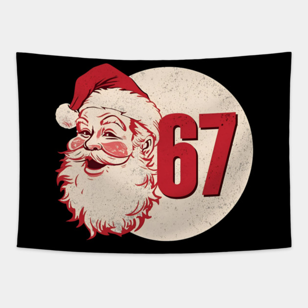 Santa Says 67 Speech Bubble Funny Christmas Tapestry by Ink Lines