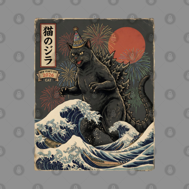 Catzilla New Year's Eve 2026 by Creatifly Graphic Tees