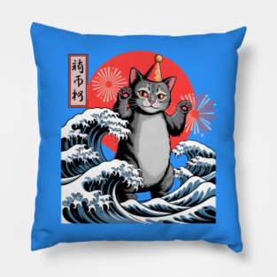 Catzilla New Year 2026 Celebration Pillow