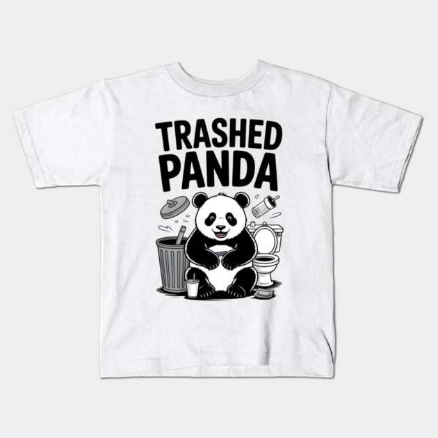 Trashed Panda Mischief Kids T-Shirt by Creatifly Graphic Tees