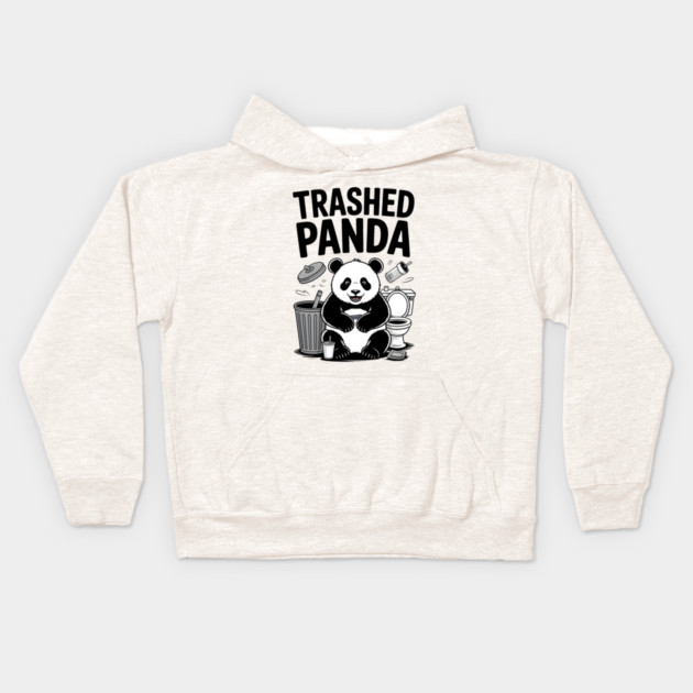Trashed Panda Mischief Kids Hoodie by Creatifly Graphic Tees