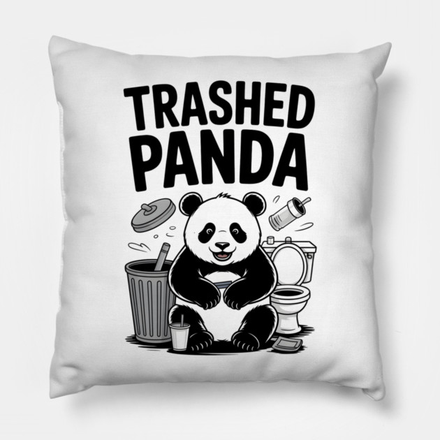 Trashed Panda Mischief Pillow by Creatifly Graphic Tees