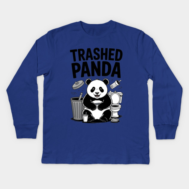 Trashed Panda Mischief Kids Long Sleeve T-Shirt by Creatifly Graphic Tees