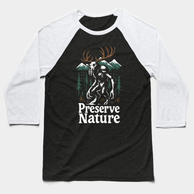 Preserve Nature Wild Woods Mountain Vibes Baseball T-Shirt by Anticorporati