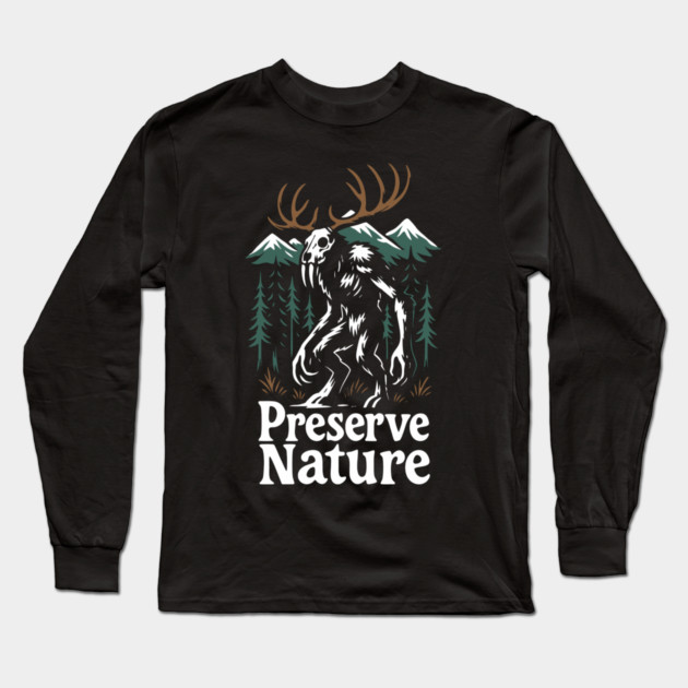 Preserve Nature Wild Woods Mountain Vibes Long Sleeve T-Shirt by Anticorporati