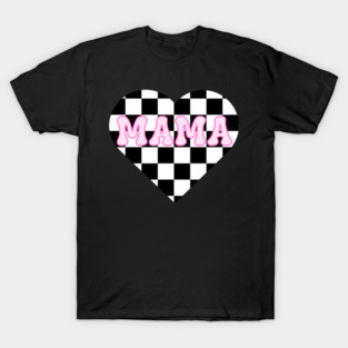 Mama’s Checkered Heart – Racing & Valentine’s T-Shirt