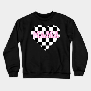 Mama’s Checkered Heart – Racing & Valentine’s Crewneck Sweatshirt