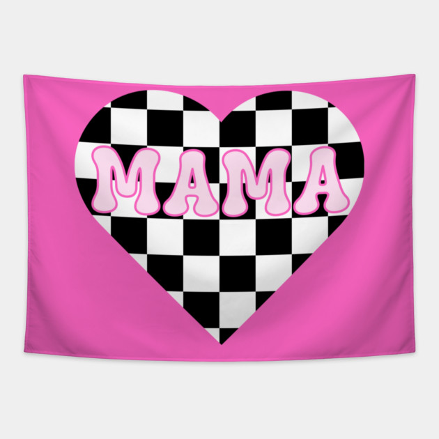 Mama’s Checkered Heart – Racing & Valentine’s Tapestry by Inkarti