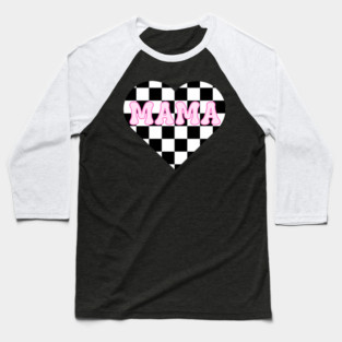 Mama’s Checkered Heart – Racing & Valentine’s Baseball T-Shirt
