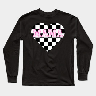 Mama’s Checkered Heart – Racing & Valentine’s Long Sleeve T-Shirt
