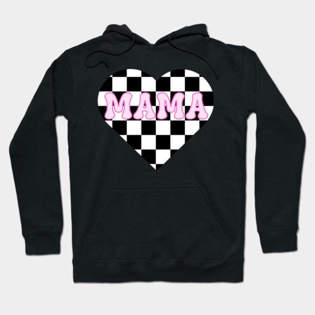 Mama’s Checkered Heart – Racing & Valentine’s Hoodie by Inkarti