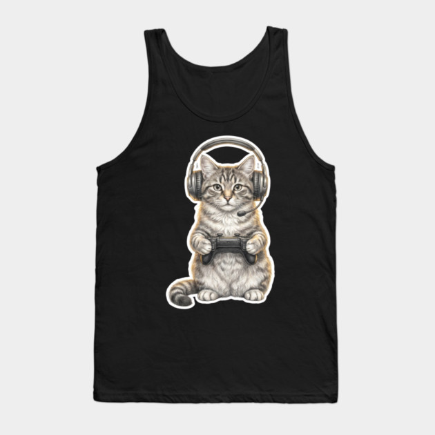 Gamer Cat Gift For Cat Lovers Tank Top by ArtistTee ⭐⭐⭐⭐⭐