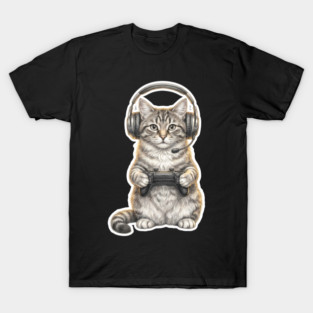 Gamer Cat Gift For Cat Lovers T-Shirt