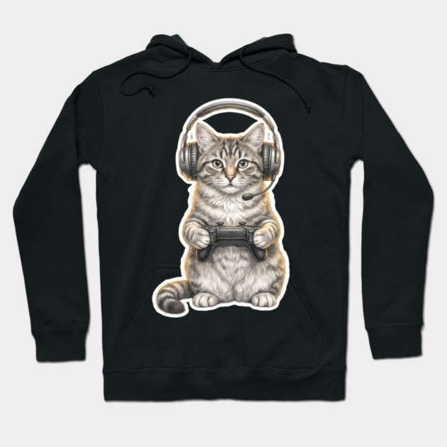 Gamer Cat Gift For Cat Lovers Hoodie by ArtistTee ⭐⭐⭐⭐⭐