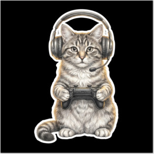 Gamer Cat Gift For Cat Lovers Posters and Art