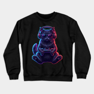 Gamer Cat, For Cat Lovers Crewneck Sweatshirt