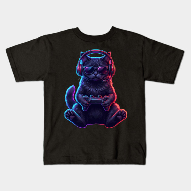 Gamer Cat, For Cat Lovers Kids T-Shirt by ArtistTee ⭐⭐⭐⭐⭐