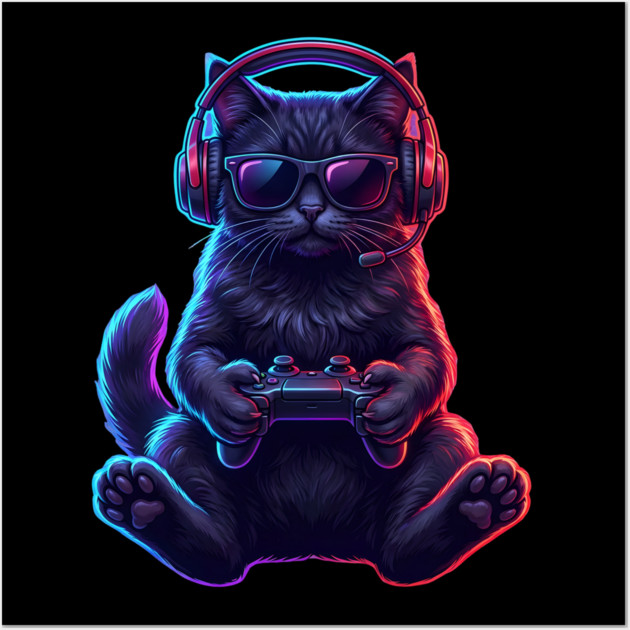Gamer Cat, For Cat Lovers Wall Art by ArtistTee ⭐⭐⭐⭐⭐