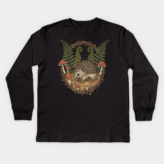 Woodland Tenrec Illustration Kids Long Sleeve T-Shirt by BirdsnStuff