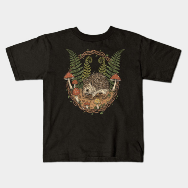 Woodland Tenrec Illustration Kids T-Shirt by BirdsnStuff