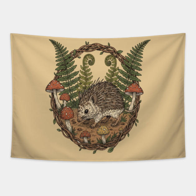 Woodland Tenrec Illustration Tapestry by BirdsnStuff