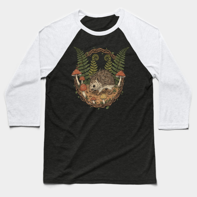 Woodland Tenrec Illustration Baseball T-Shirt by BirdsnStuff