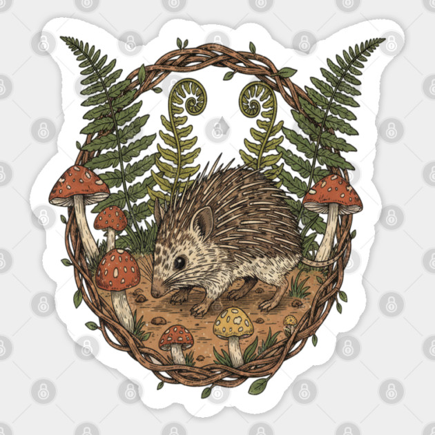 Woodland Tenrec Illustration Sticker by BirdsnStuff