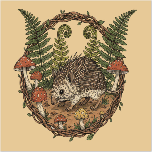 Woodland Tenrec Illustration Wall Art by BirdsnStuff