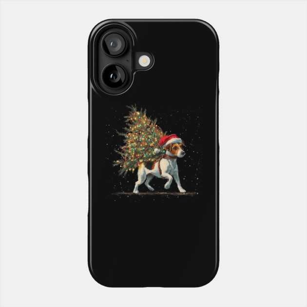 Cute Jack Russell Dog In A Christmas Tree Phone Case by yangho