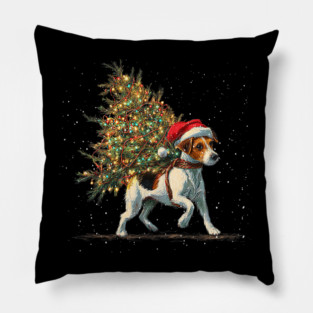 Cute Jack Russell Dog In A Christmas Tree Pillow