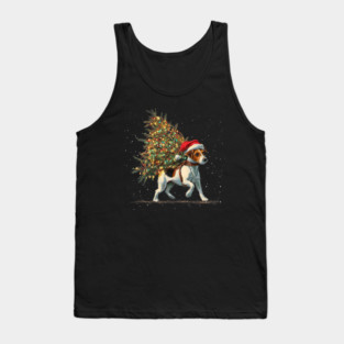 Cute Jack Russell Dog In A Christmas Tree Tank Top