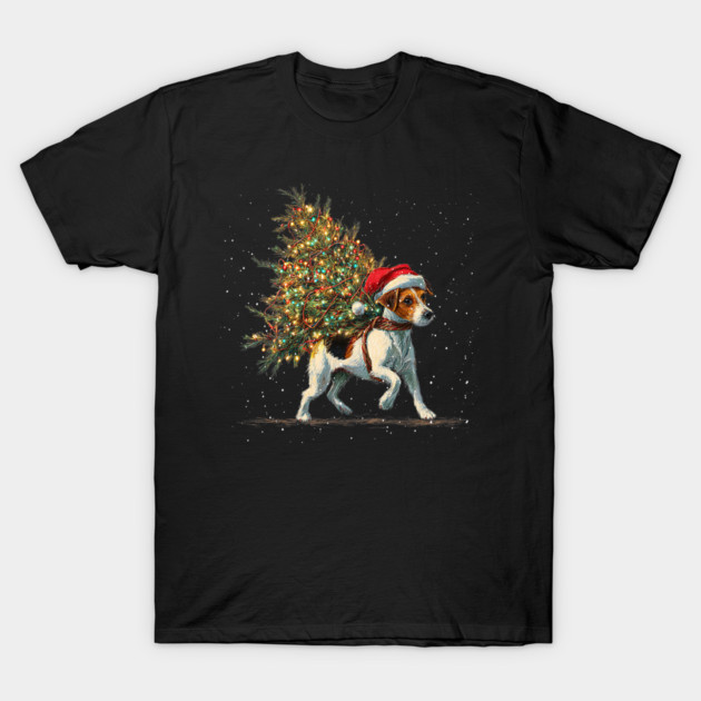 Cute Jack Russell Dog In A Christmas Tree T-Shirt by yangho