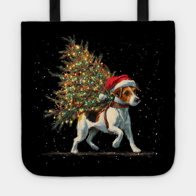 Cute Jack Russell Dog In A Christmas Tree Tote by yangho