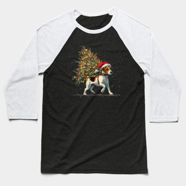 Cute Jack Russell Dog In A Christmas Tree Baseball T-Shirt by yangho