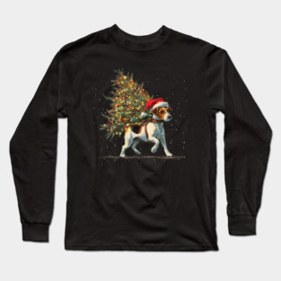 Cute Jack Russell Dog In A Christmas Tree Long Sleeve T-Shirt